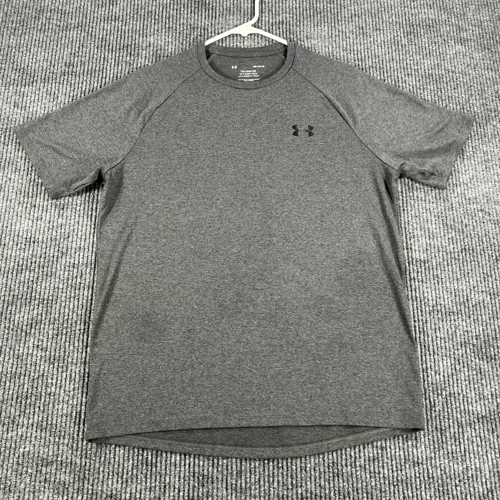 Under Armour Shirt Mens Medium Gray Tech Tee Casual Active Workout Gym Run Lift